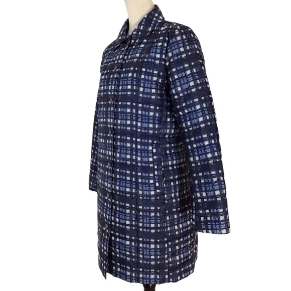 Lands End Blue Plaid Lightweight Primaloft Mid Length Coat Women’s Size 8 - Picture 8 of 12